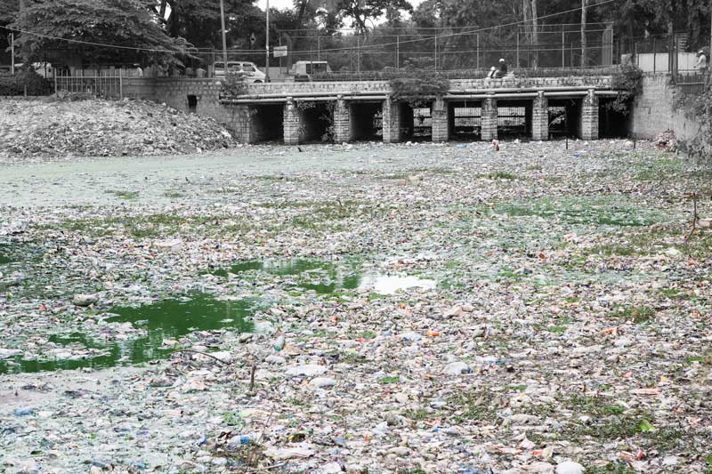 Untreated sewage entering Ulsoor Lake from a stormwater drain in Bengaluru, Karnataka